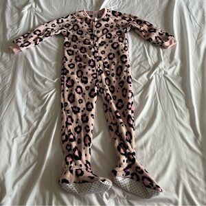 PJ Place Pink Leopard Print Fleece Toddler Girl 3T One Piece Footed Pajamas